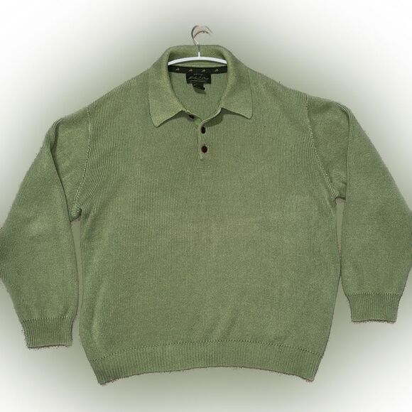 Orvis Green Knit Polo Sweater - Picture 1 of 3